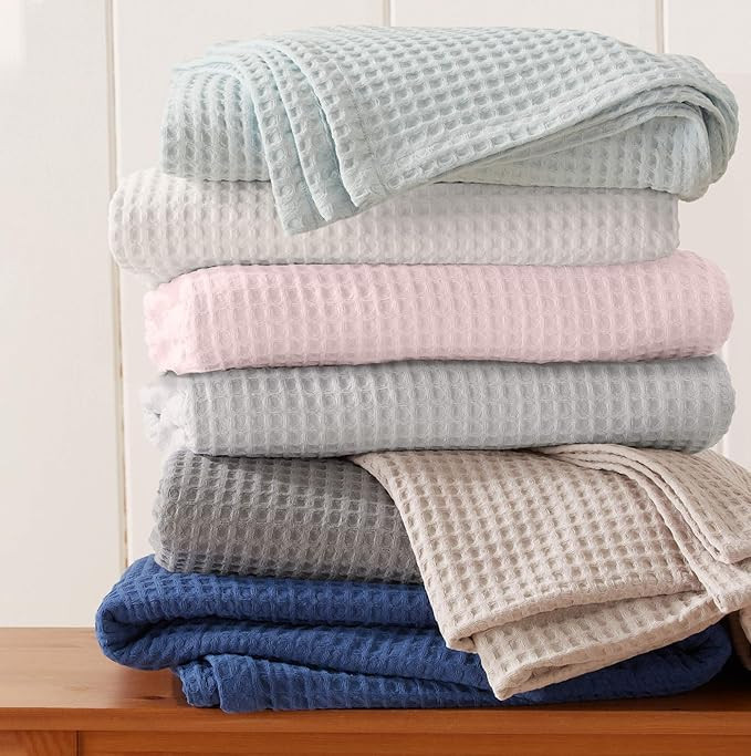 100% Cotton Waffle Weave Thermal Blanket. Super Soft Season Layering. Mikala Collection (Full/Que... | Amazon (US)