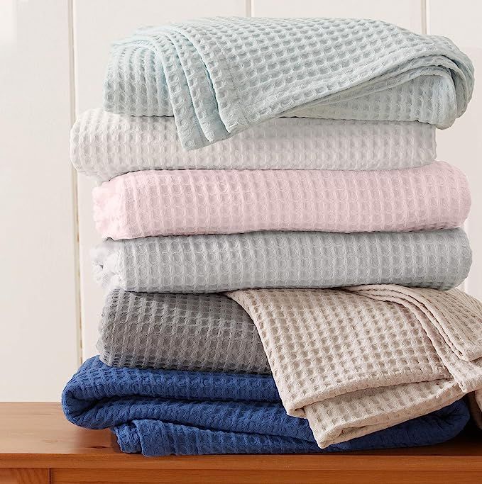 100% Cotton Waffle Weave Thermal Blanket. Super Soft Season Layering. Mikala Collection (Full/Que... | Amazon (US)