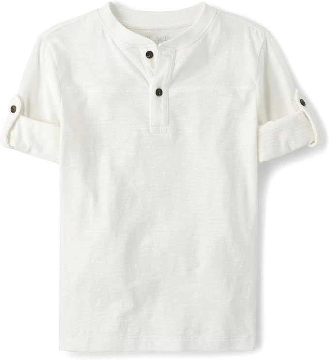 The Children's Place Boys' Long Sleeve Rolled Cuff Henley Shirt | Amazon (US)
