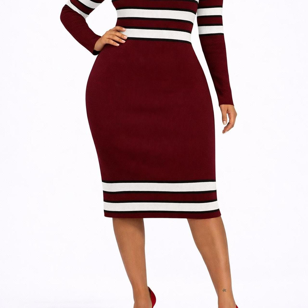 New Look Women's Dress - Burgundy/Red - 14 | Depop US