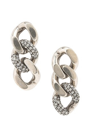 Rhinestone Thick Curb Chain Earrings | FWRD 