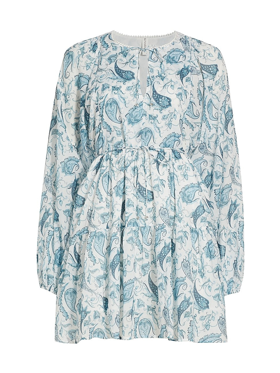 Women's Celeste Tiered Babydoll Minidress - Blue Paisley - Size Medium - Blue Paisley - Size Medium | Saks Fifth Avenue