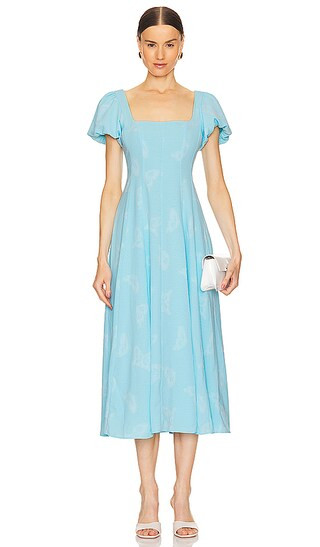 Mia Midi Dress in Blue Clip Butterfly | Revolve Clothing (Global)