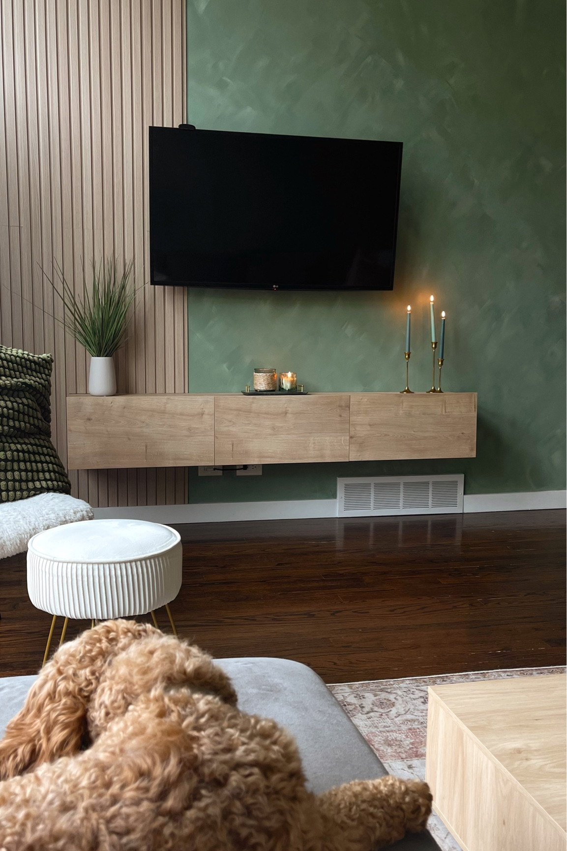 Our cozy green living room! 

#LTKHome