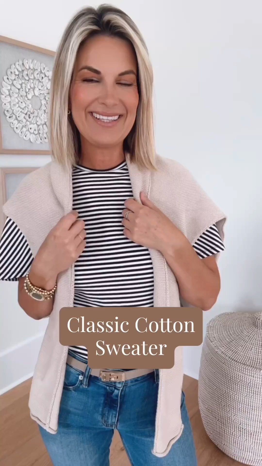 I have size small in the top and sweater (included in the Nordstrom anniversary sale).  I am 5’11” in 28x30 in the jeans.

#LTKdayinmylife #LTKootd #LTKOver40