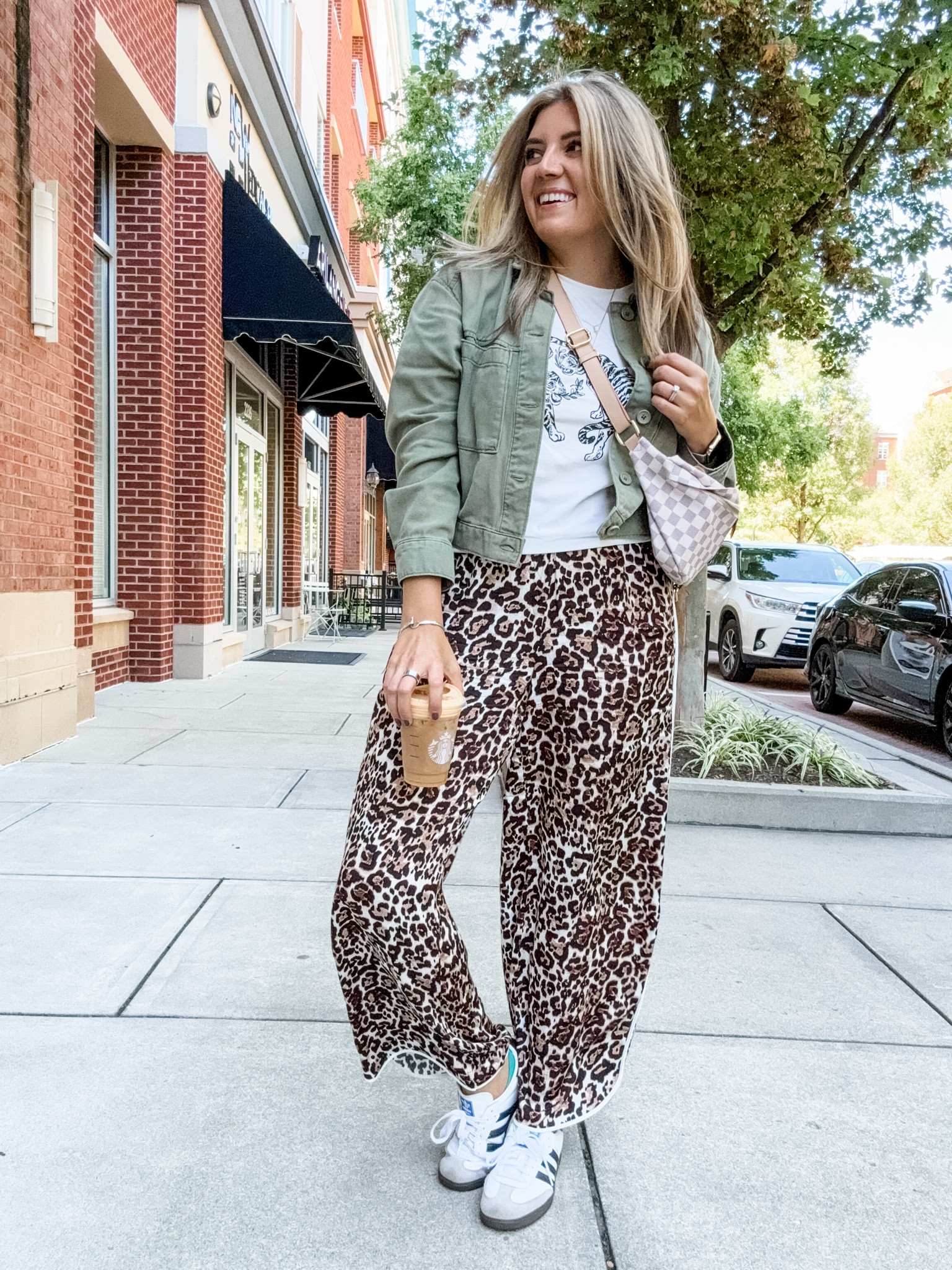 Fall outfit idea: leopard pants, graphic tee, crop jacket! Wearing a medium in all! 

#LTKFindsUnder100 #LTKFindsUnder50
