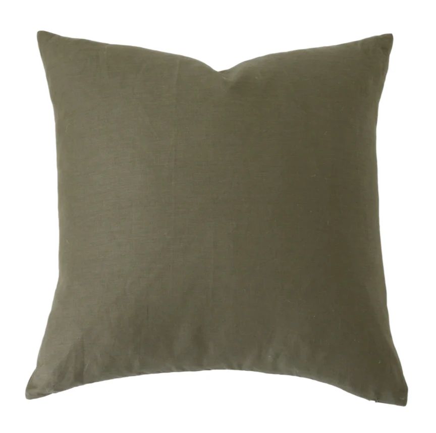 Olive Green Linen Pillow Cover | Danielle Oakey Interiors INC