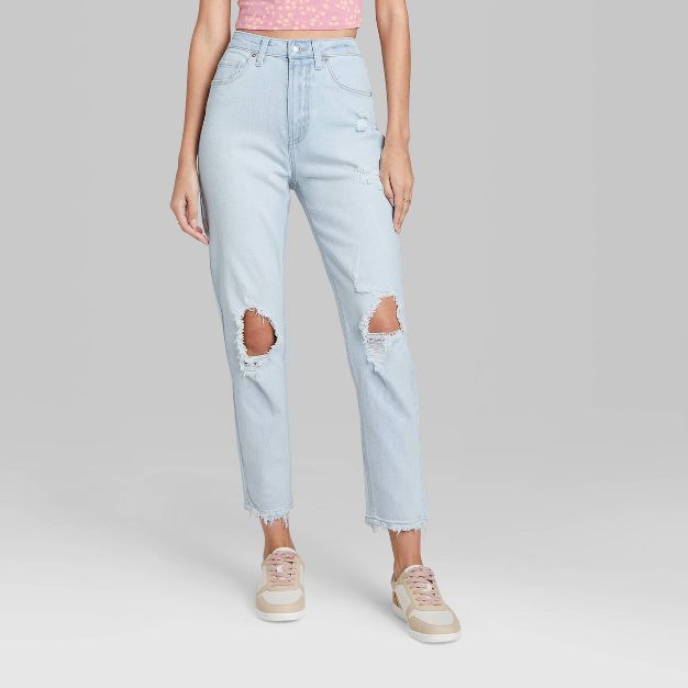 Women's Super-High Rise Distressed Mom Jeans - Wild Fable™ Light Wash | Target