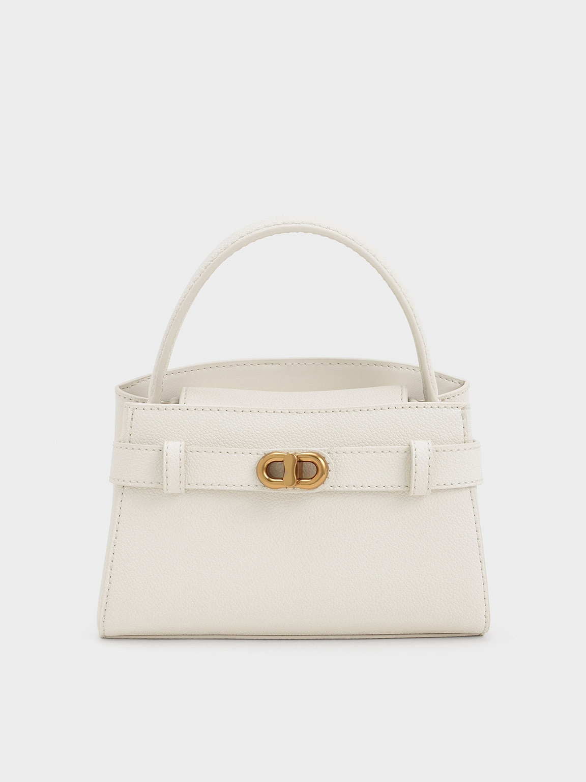 Aubrielle Metallic-Buckle Top Handle Bag
 - Cream | Charles & Keith UK