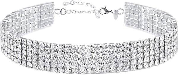 CCBFY Layered Chain Necklace Shark Tooth Design Tassel White Rhinestone Choker Necklaces for Wome... | Amazon (US)