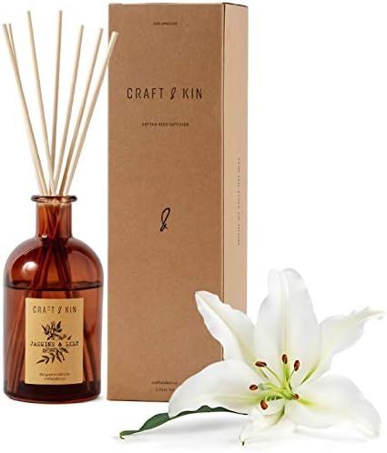 Reed Diffuser Sticks ‘Jasmine & Lily Scent’ Set, Includes 8 Rattan Scented Sticks Diffuser Reeds, Al | Amazon (US)
