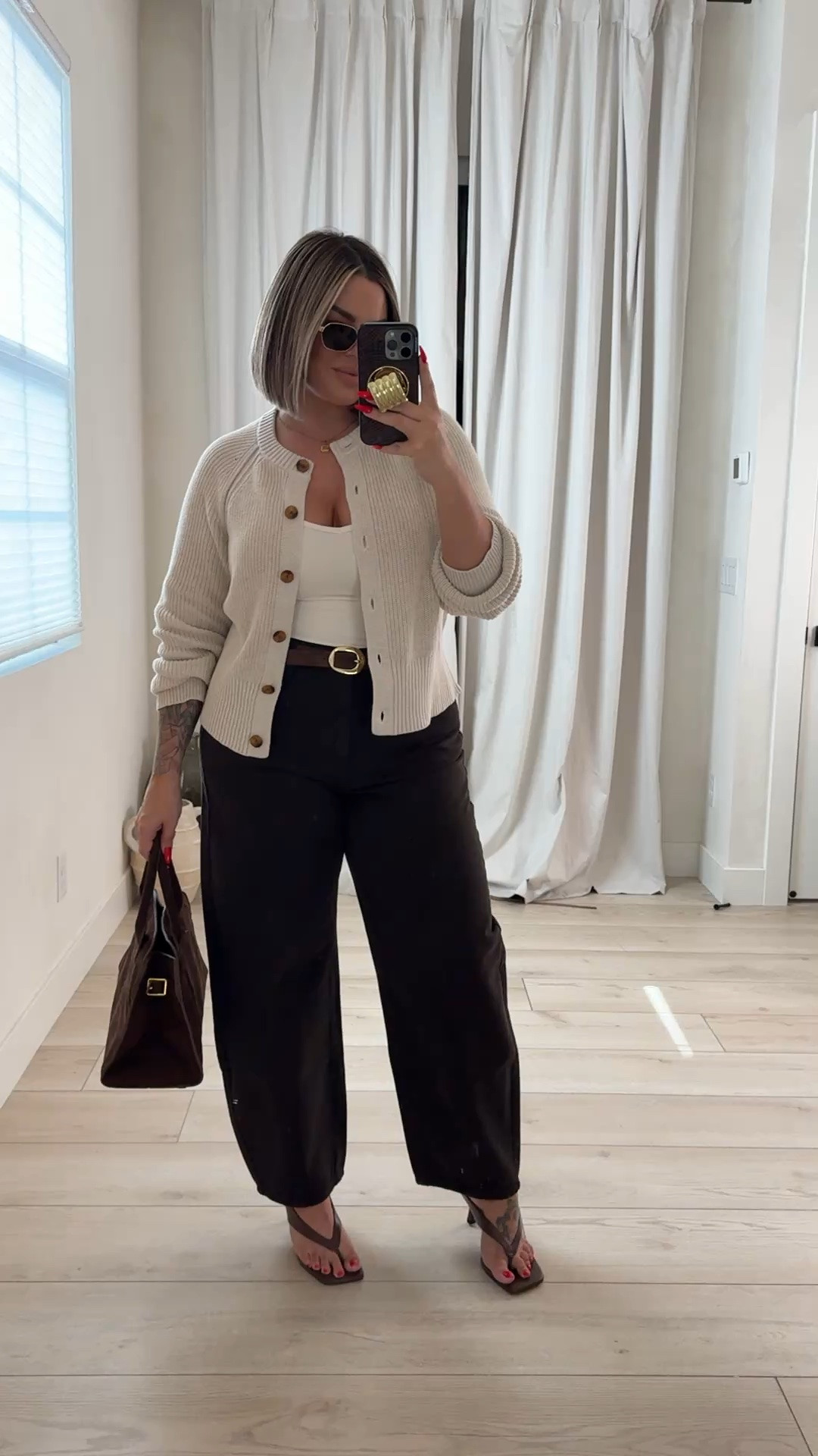 Target fall business casual outfit idea. 

Tank L 
Sweater L 
Jeans size up and get the long length if you are 5’5 or taller. 
Jeans I’m doing 14L
