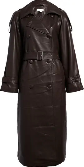 Topshop Faux Leather Trench Coat | Nordstrom | Nordstrom
