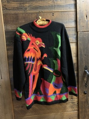 Vintage Colorful Shannon Woman’s Parrot Sweater Size M Acrylic Wool Angora 90s | eBay US