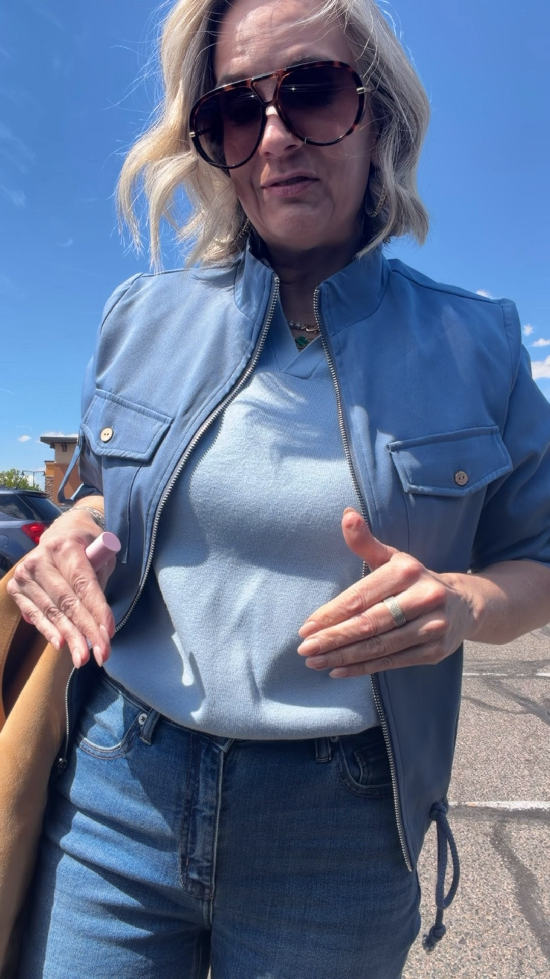 Parking lot  OOTD 

Midlife style, over 50, spring jacket, Amazon, quince denim, Target, slide sneaker, elevated casual, chic style, over 40

#LTKootd #LTKOver40 #LTKstorytime