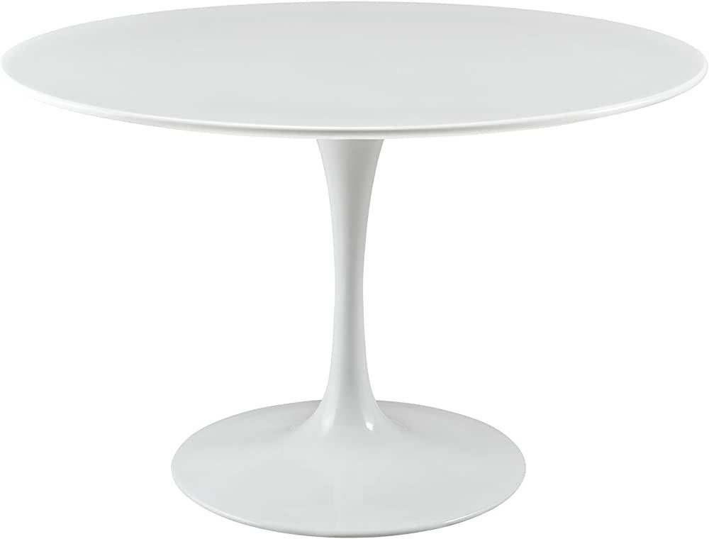 Modway Lippa 47" Mid-Century Modern Dining Table with Round Top and Pedestal Base in White | Amazon (US)