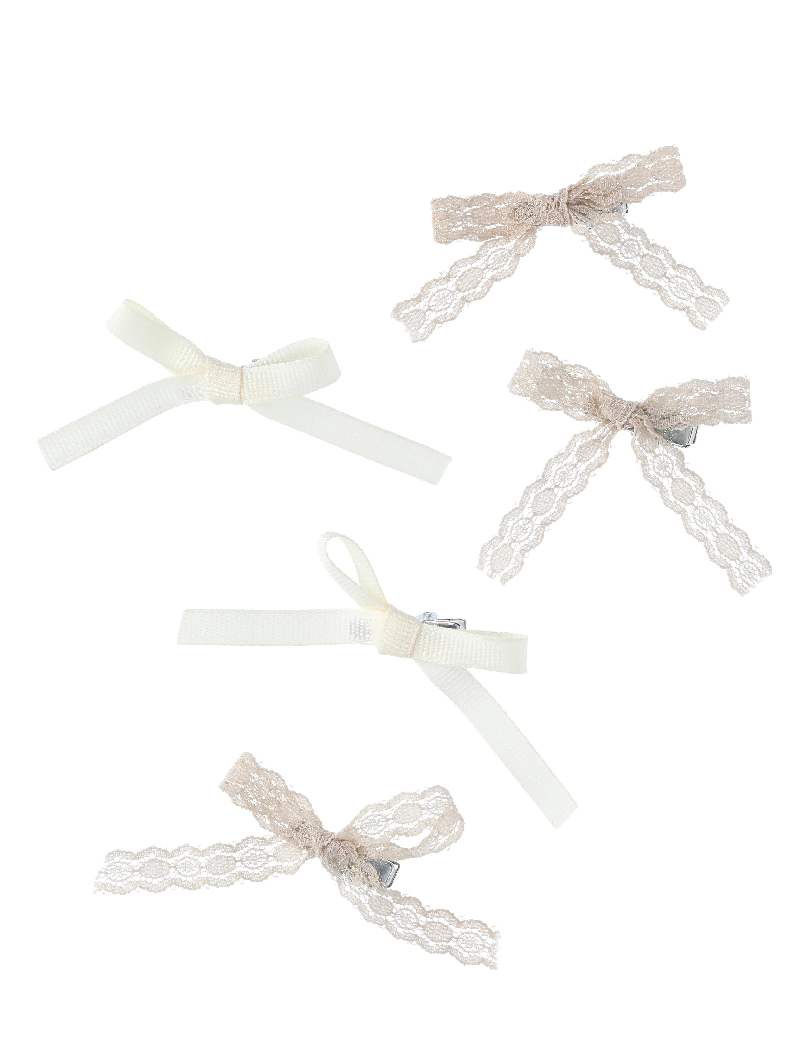 No Boundaries 5 Pack Lacey & Grosgrain Ribbon Hair Clip, Ivory | Walmart (US)