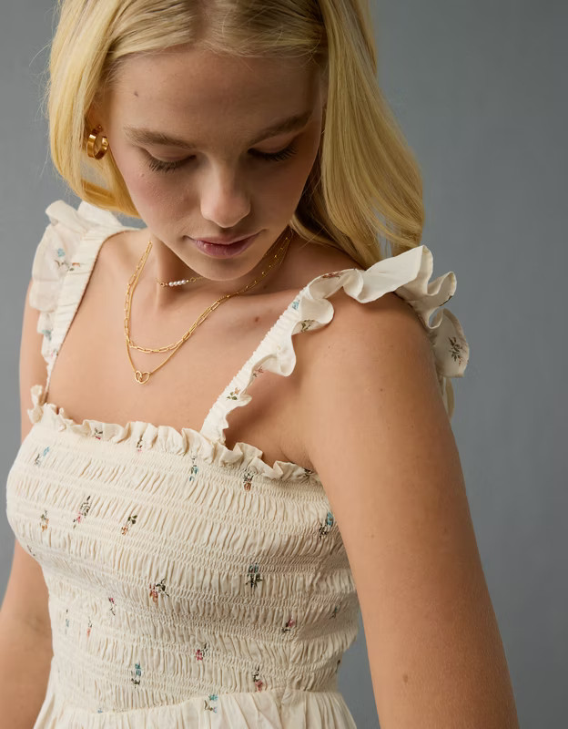 AE Bella Smocked Square Neck Crop Top | American Eagle Outfitters (US & CA)