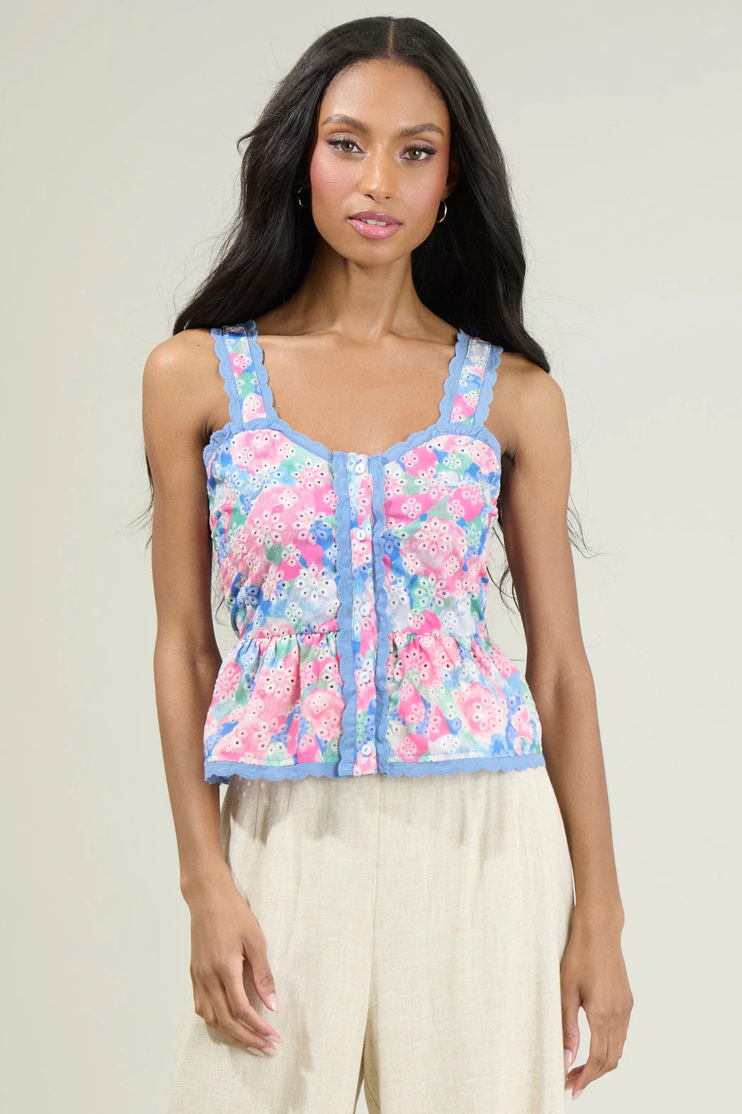 Baine Embroidered Button Up Top | Sugarlips