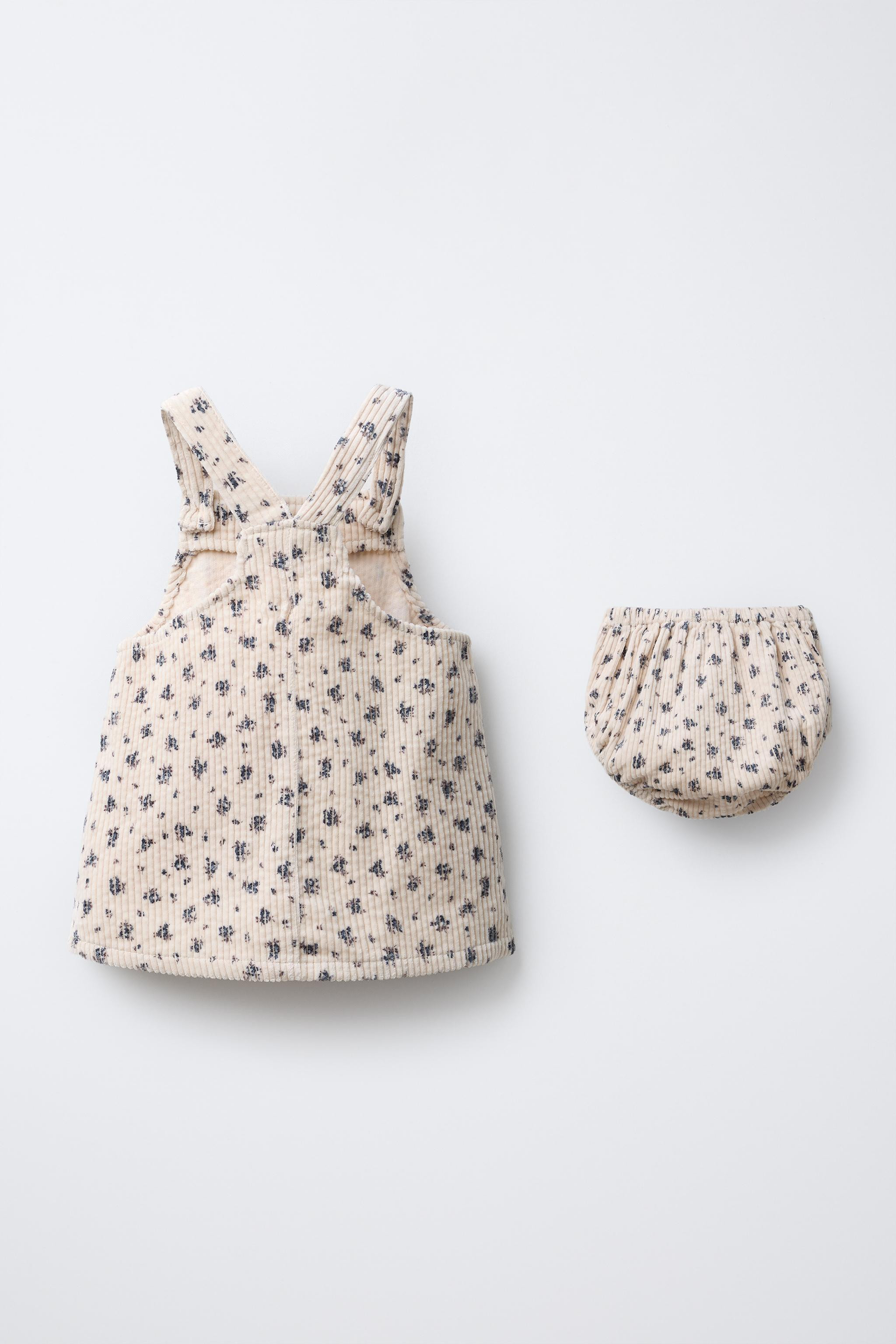CORDUROY PINAFORE DRESS AND FLORAL UNDERWEAR | Zara US