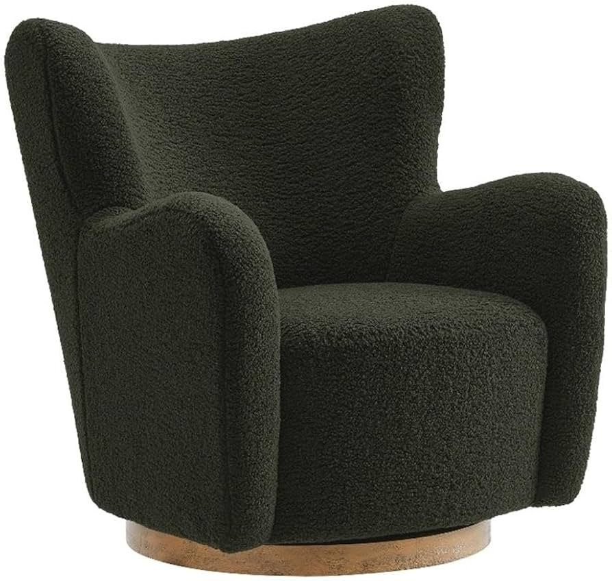 Modway Montrose Swivel Wingback Accent Chair in Fern Walnut Sherpa Teddy Fabric – Modern Furry ... | Amazon (US)