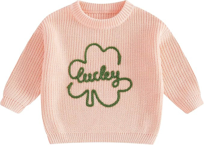 Baby Girl Boy Sweater Toddler Infant Newborn St Patricks Day Outfit Shamrock Knit Oversized Crewn... | Amazon (US)
