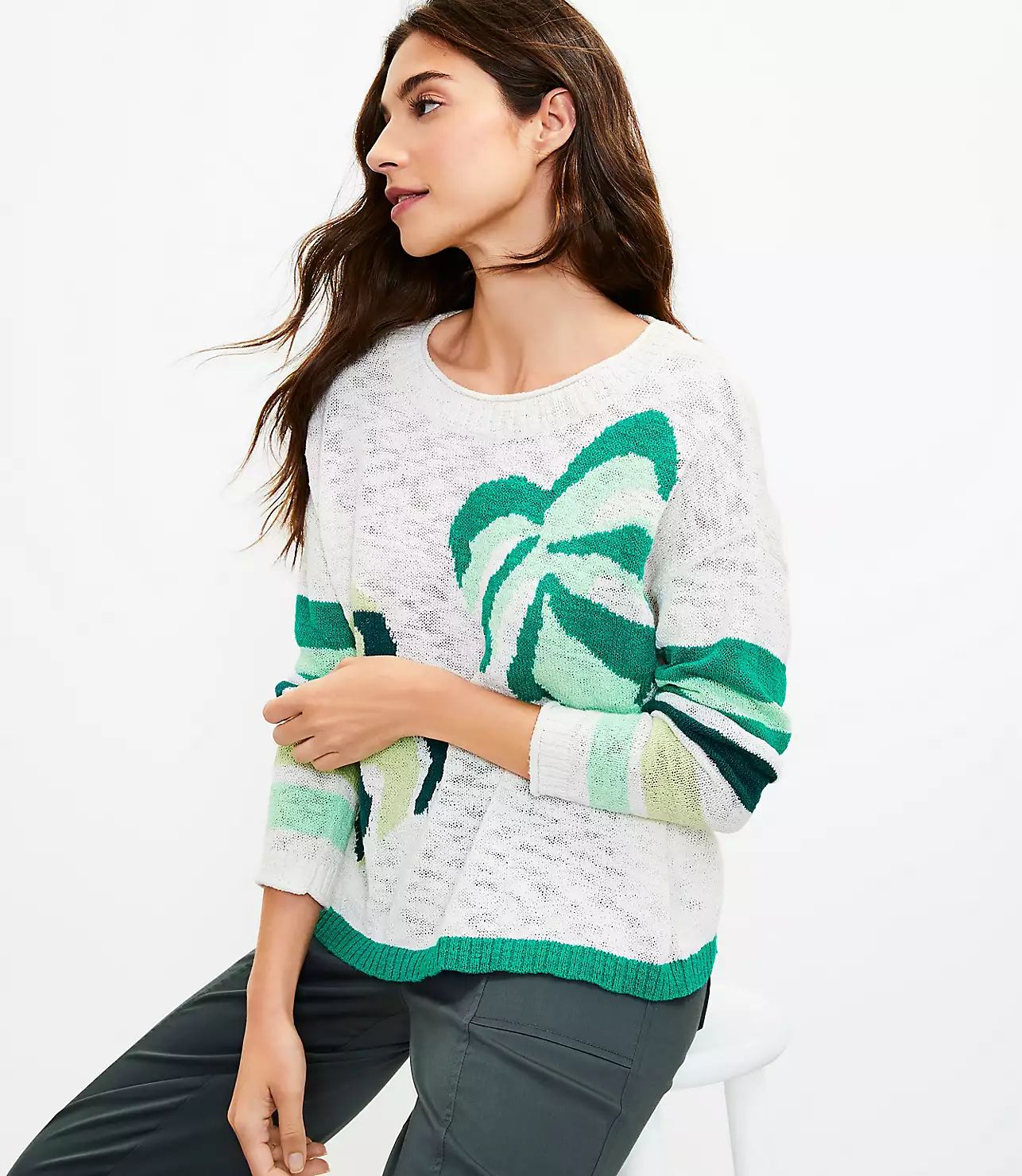 Lou & Grey Palm Leaf Sweater | LOFT