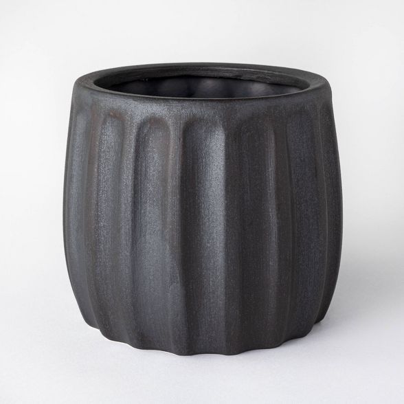 6.93" Metallic Glaze Ceramic Table Planter Black - Threshold™ designed with Studio McGee | Target