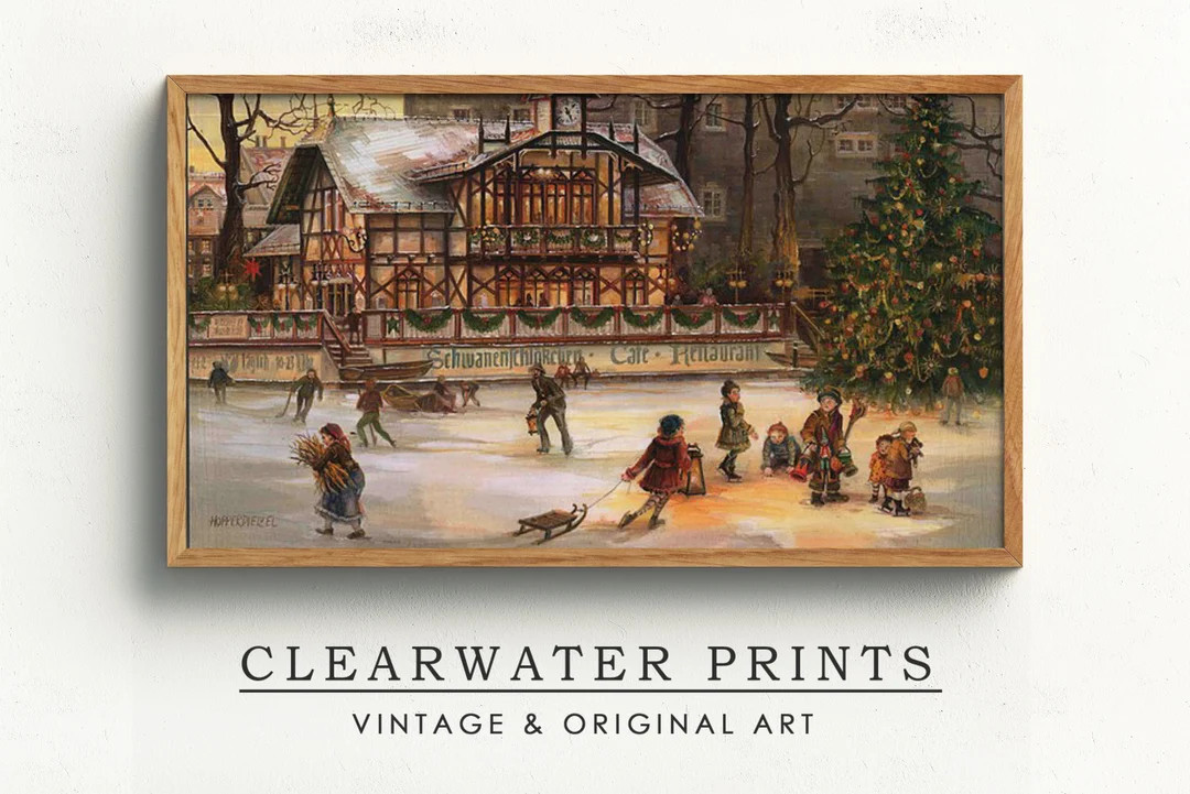 Samsung Frame TV Art, Ice Skating, Vintage Christmas, Victorian, Oil Painting, Instant Download, ... | Etsy (US)