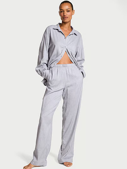 Modal-Cotton Long Pajama Set, Grey, Largelong - Women's Sets - Victoria's Secret | Victoria's Secret (US / CA )