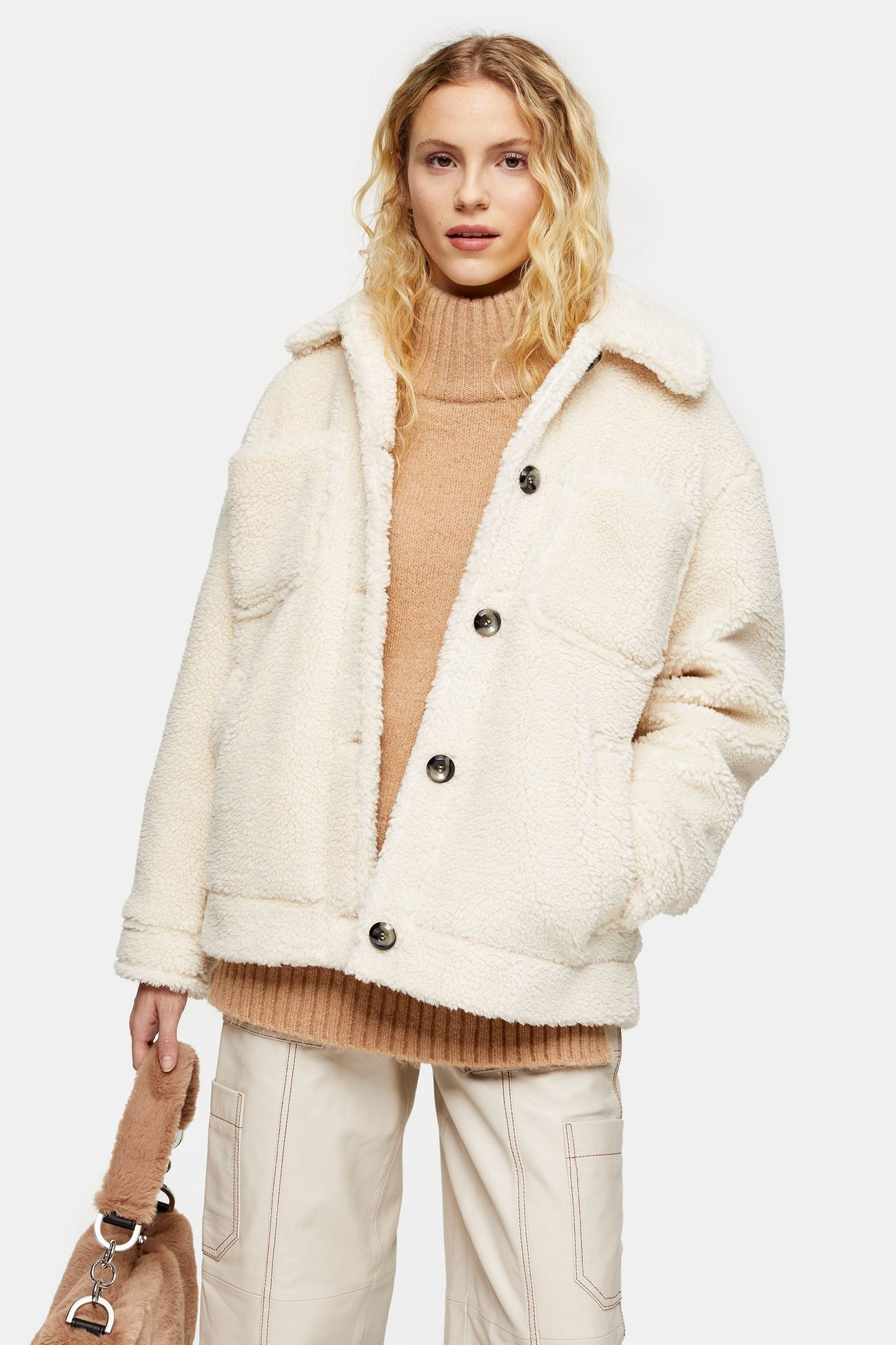 Cream Teddy Borg Jacket | Topshop UK