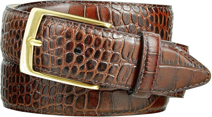 Italian Calfskin Dress Belt Gold Buckle 1-3/8''(35mm) Wide, 1"(25mm) Wide, Multi-Style Options | Amazon (US)