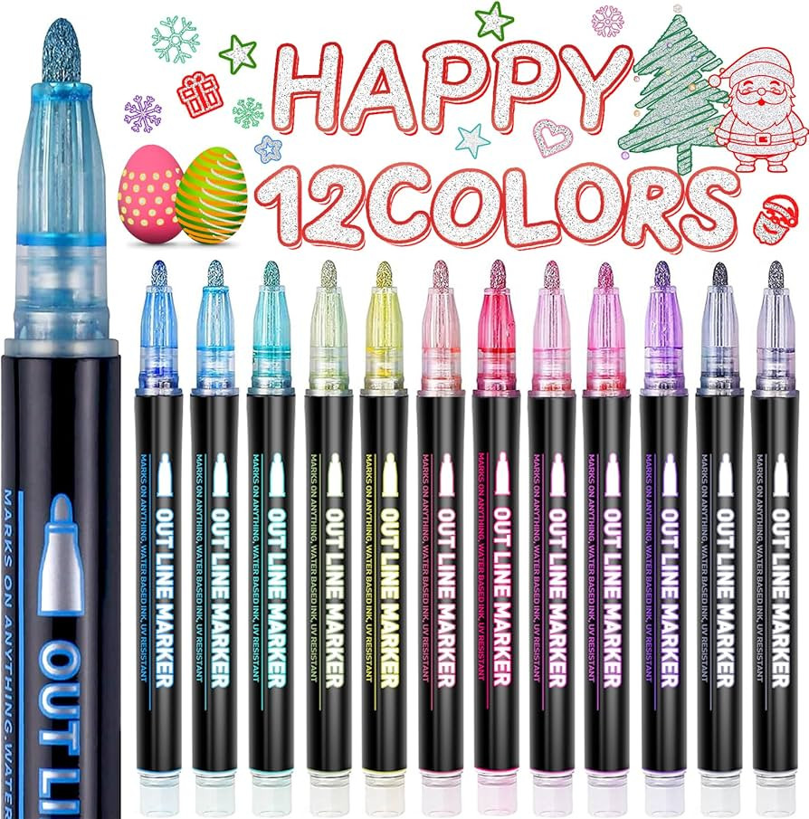 Stocking Stuffers for Kids, Outline Glitter Markers, Stocking Stuffers for Teen Girl Gifts Trendy... | Amazon (US)