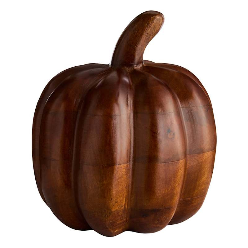 Brown Wooden Pumpkin, 7.5" | At Home