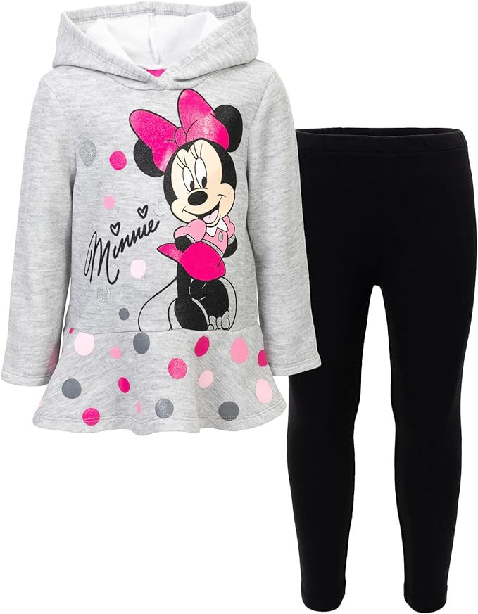 Disney Minnie Mouse Fleece Pullover Crossover Hoodie and Leggings Outfit Set Infant to Big Kid Si... | Amazon (US)