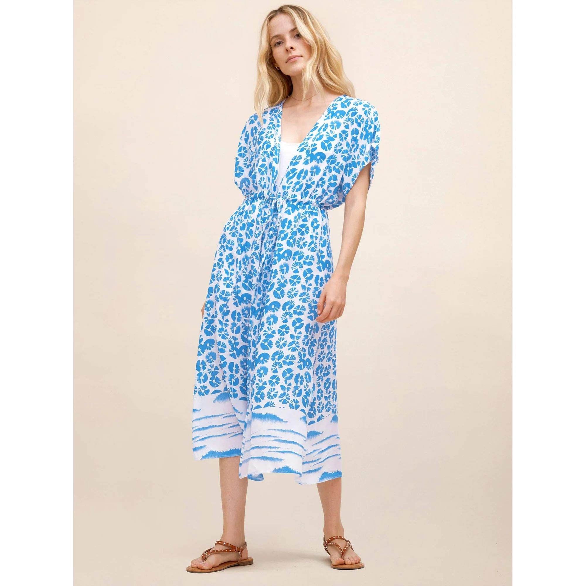 Scoop Women's Shibori Print Kimono Cardigan with Tie Front | Walmart (US)