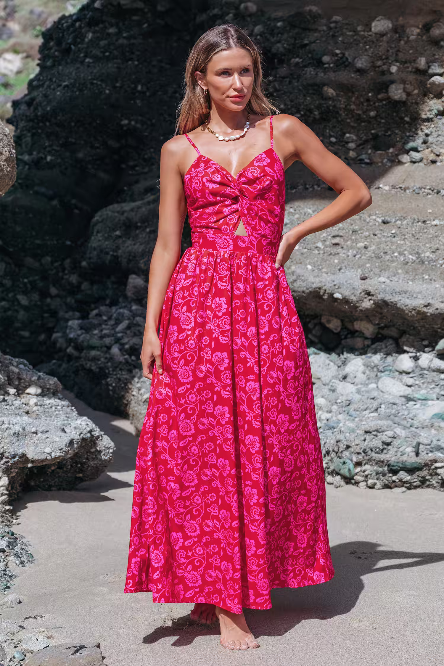 NewPink Boho Sleeveless Sweetheart Maxi Dress | Cupshe US