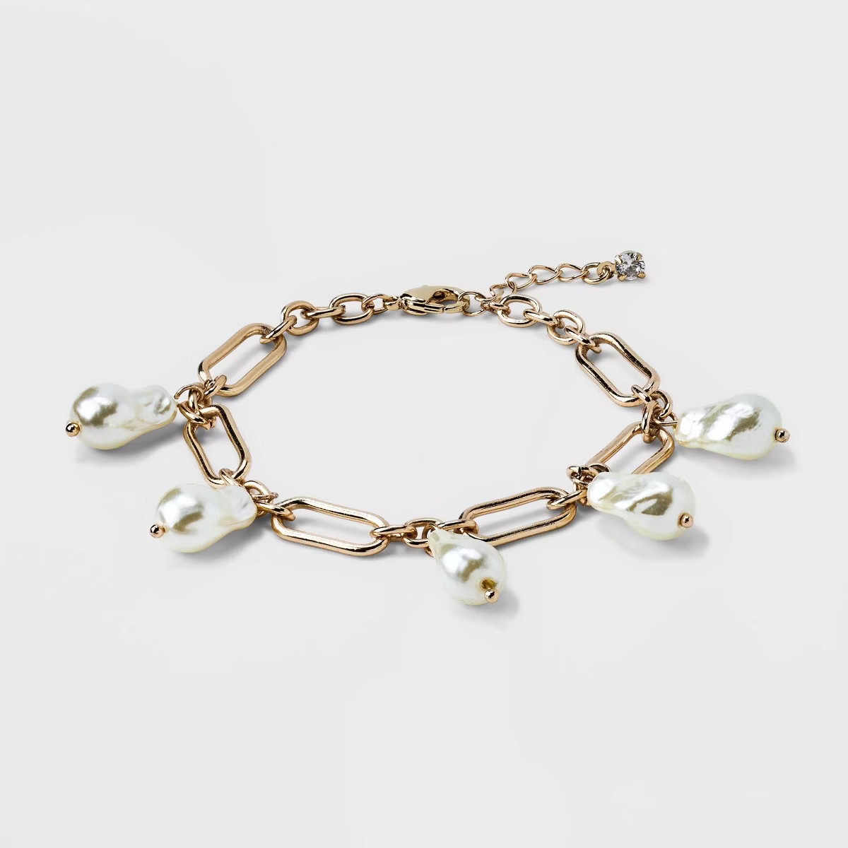 Chain Pearl Drop Chain Bracelet - A New Day™ Gold | Target