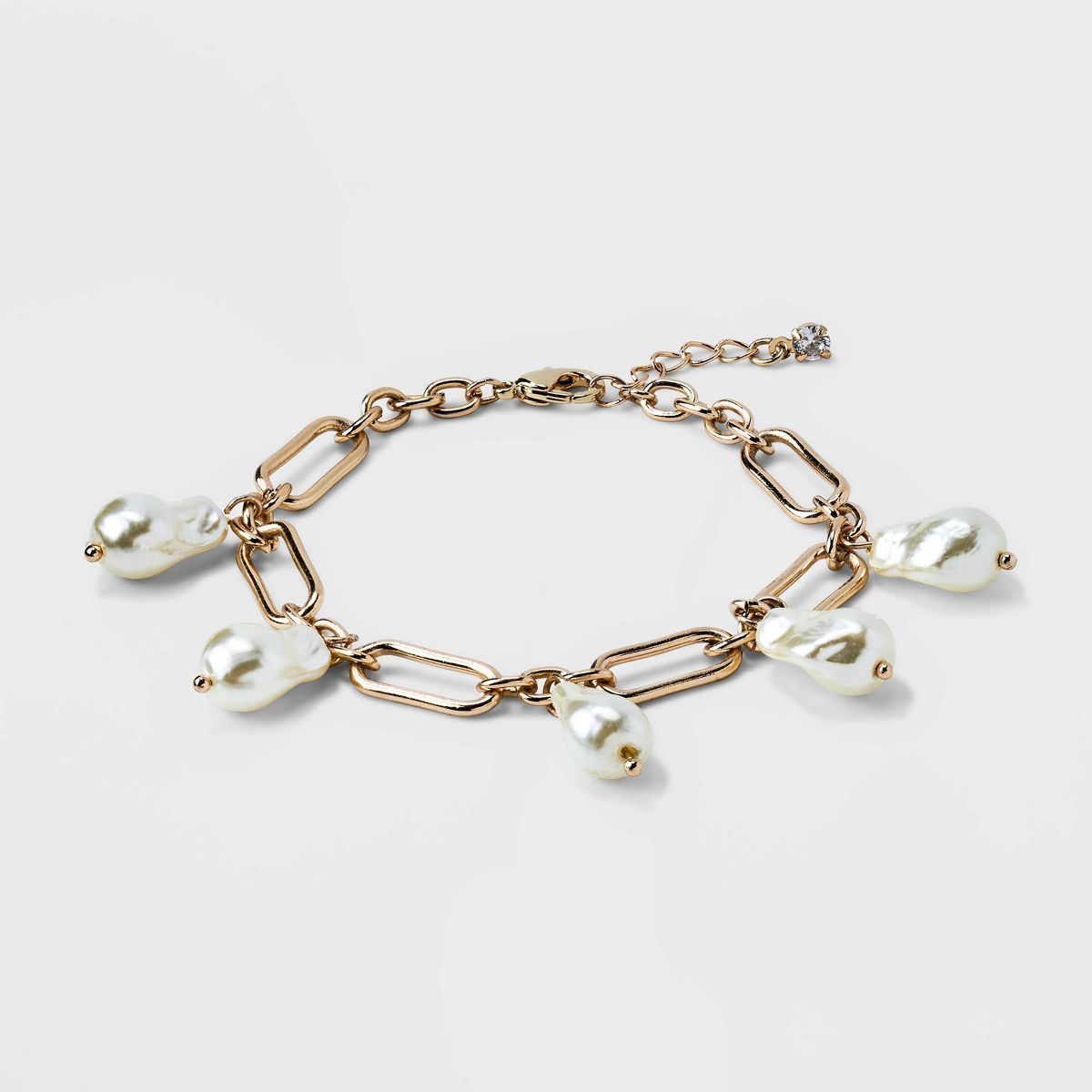 Chain Pearl Drop Chain Bracelet - A New Day™ Gold | Target