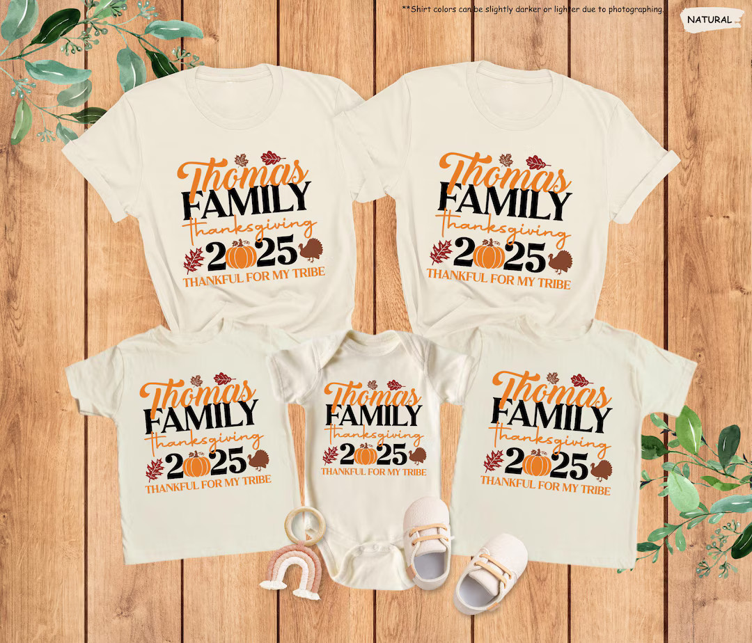 Custom Family Thanksgiving 2025 Matching Shirt, Custom Family Name Tee, Thankful for My Tribe, Tu... | Etsy (US)