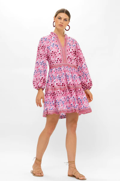 Long Sleeve Yoke Dress- Mendoza Coral | Oliphant Design