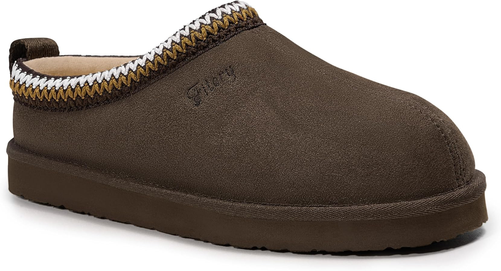 FITORY Women's Suede Slipper, Flat Slip On House Shoes with Faux Fur Lining Indoor Outdoor Short ... | Amazon (US)