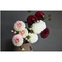 Faux Dahlia, White Dahlia Flowers, Gradient Red Burgundy Colors Diy Centerpieces, Wedding Bouquet, Artificial Flowers | Etsy (US)