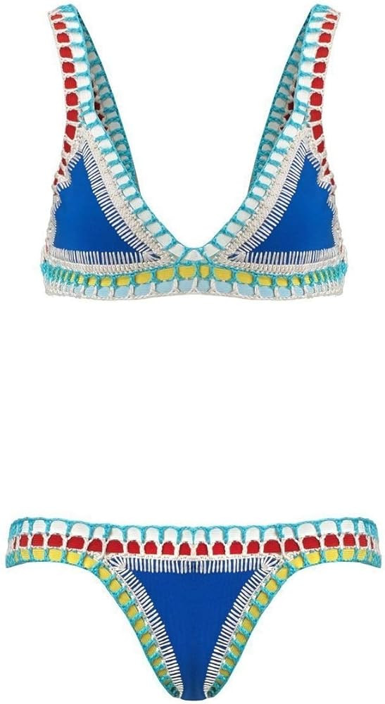 SUMCHIC Women's Crochet Triangle Sexy Bikini Top and Bottom Sports Swimsuit | Amazon (US)