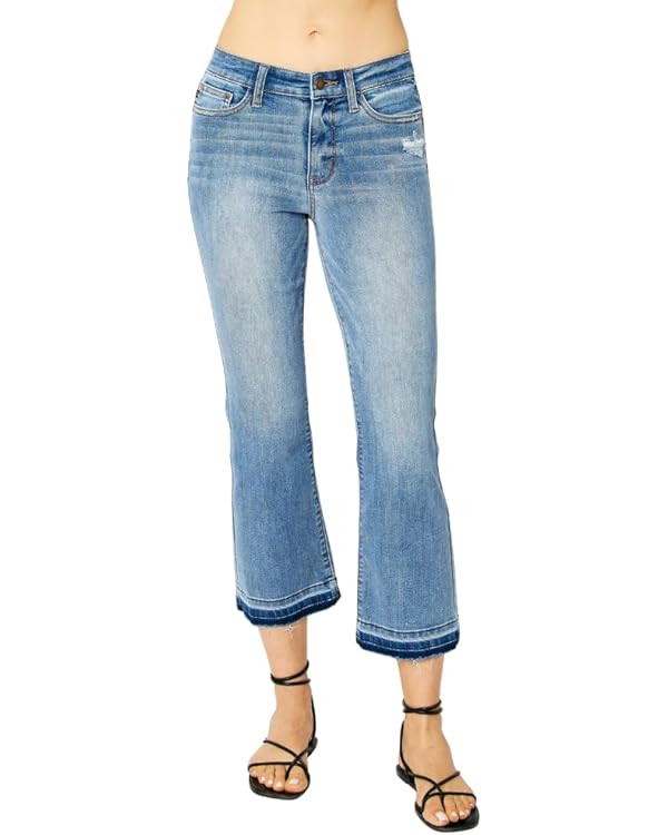 Judy Blue Mid Rise Release Hem Cropped Bootcut | Amazon (US)