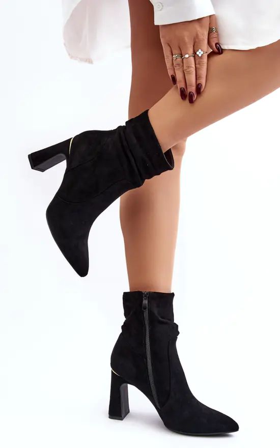Ankle Boots With Ruched Upper Black | Dancing Shoez | SilkFred | SilkFred