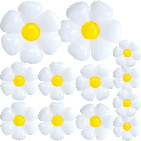 Daisy Balloons, 12Pcs Flower Balloon 20" 28" 43" White Daisy Foil Balloons Decorations for Party,... | Amazon (US)