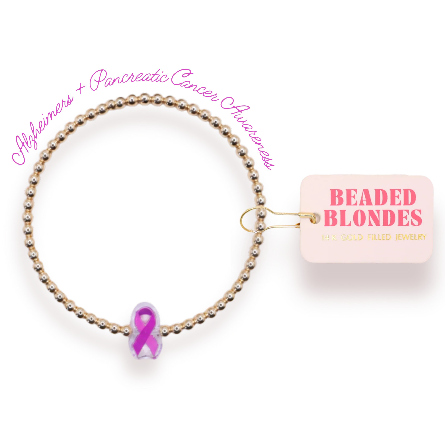 Purple Cancer Awareness Ribbon Bracelet | Beaded Blondes