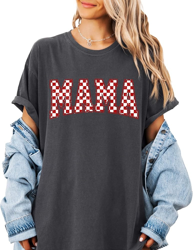 Comfort Colors, Retro Checkered Mama Shirt, Mothers Day Gift From Daughter for Mom, Mama Shirt, F... | Amazon (US)
