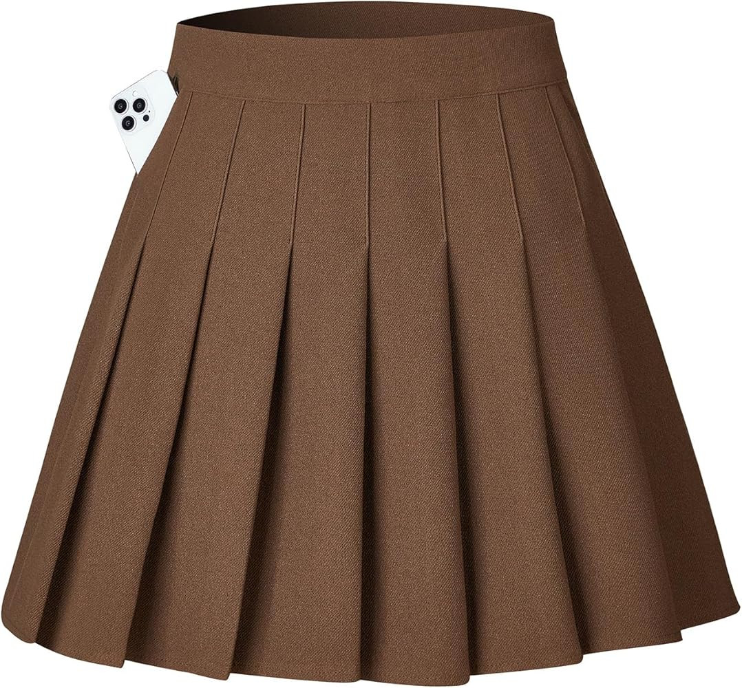 Stretchy Short Pleated Skirts for Women Cheerleader Uniform High Waist A-line Mini Skirt | Amazon (US)